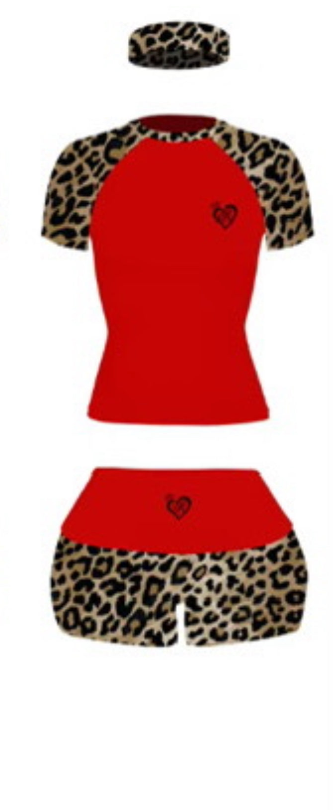 Red Cheetah print shorts sets